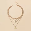 1pc Bohemian Style Portrait Circle Pendant Multi-Layered Necklace With Rhinestone - Image 4