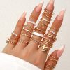 22pcs/Set Fashion Alloy Ring Set For Women, Including Flowers, Leaves And Artificial Pearls, Suitable For Daily Wear, Dating, Parties, Birthday Gifts