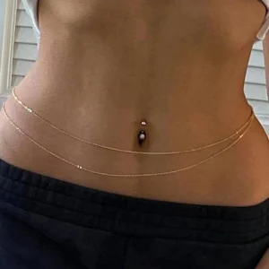 17KM 1PC Minimalist Beach Bikini Body Chain Bellybutton Chain Adjustable Charm Fashion Jewelry Women's Sexy Waist Chain